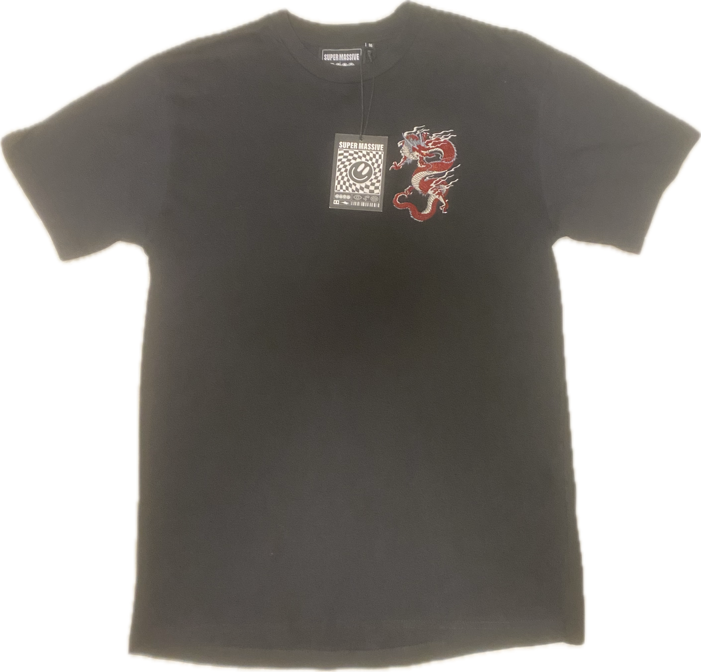 Black Super Massive T-Shirt With Red Dragon