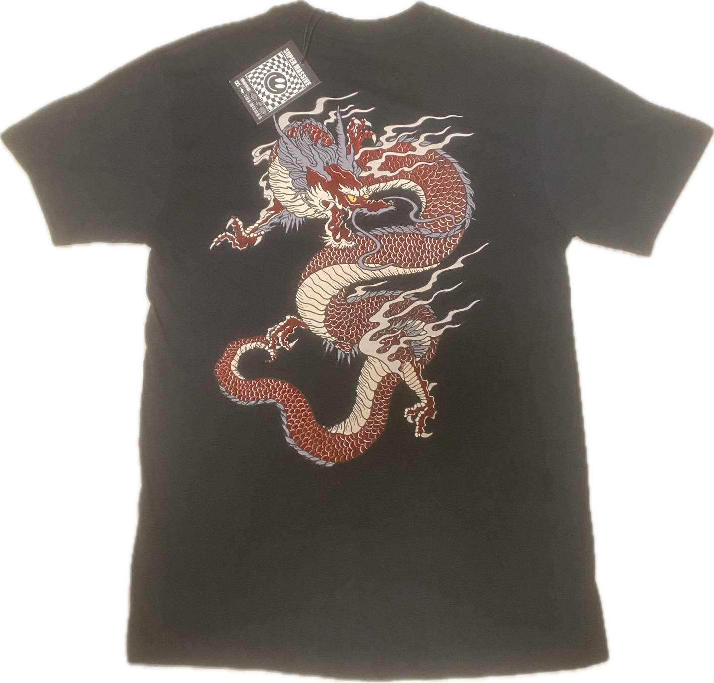Black Super Massive T-Shirt With Red Dragon