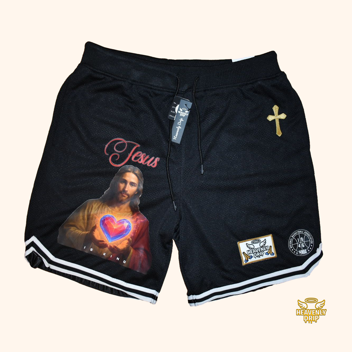 Heavenly Drip “Jesus Is King” Shorts  By Heavenly Drip x Elevate Chronicles